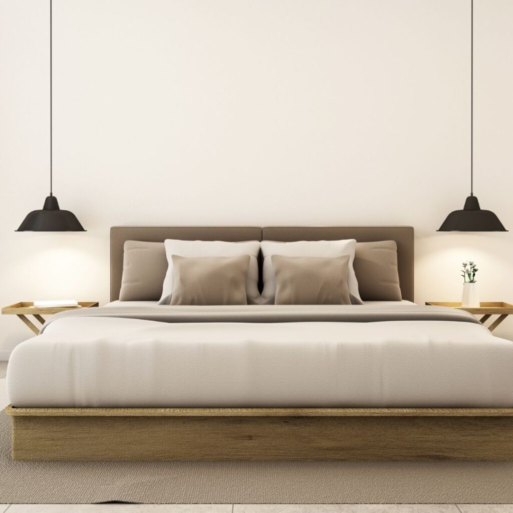 bedroom with multiple pendant lights