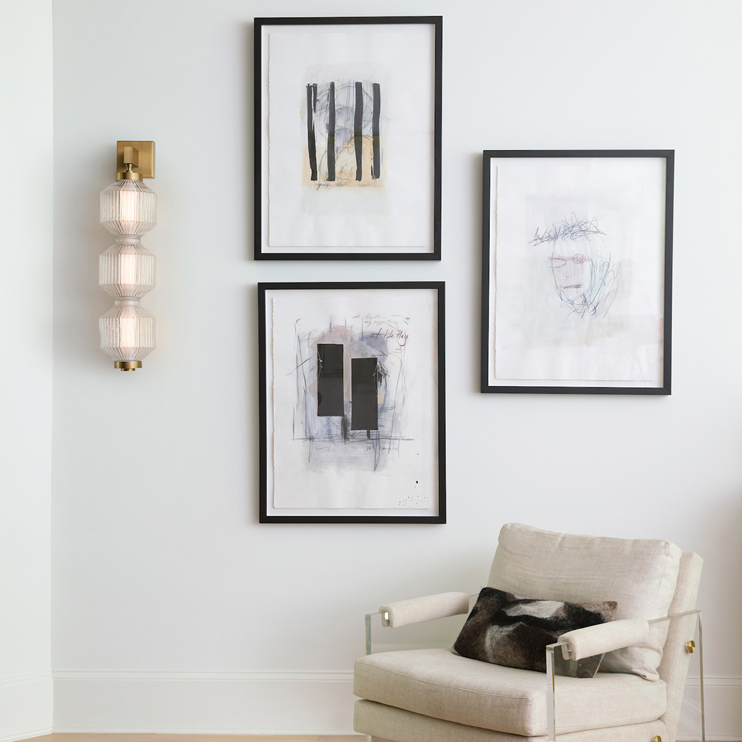 Framed pictures on wall